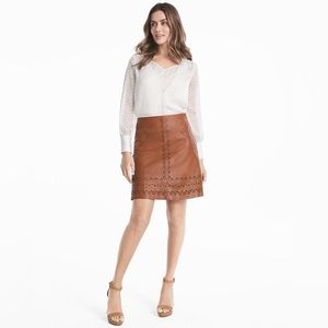 Laser-Cut Leather A-Line Skirt
